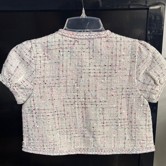 Guess Girls Pink and Cream Tweed Jacket Size 10 - Picture 5 of 5